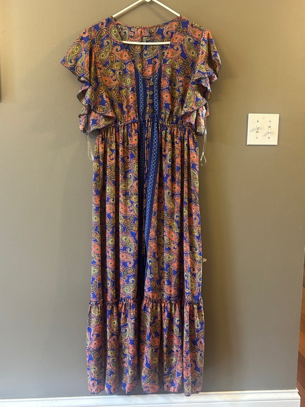 Me 2 Magic Floral Maxi Dress Blue green yellow Bohemian Festival XL Anthro